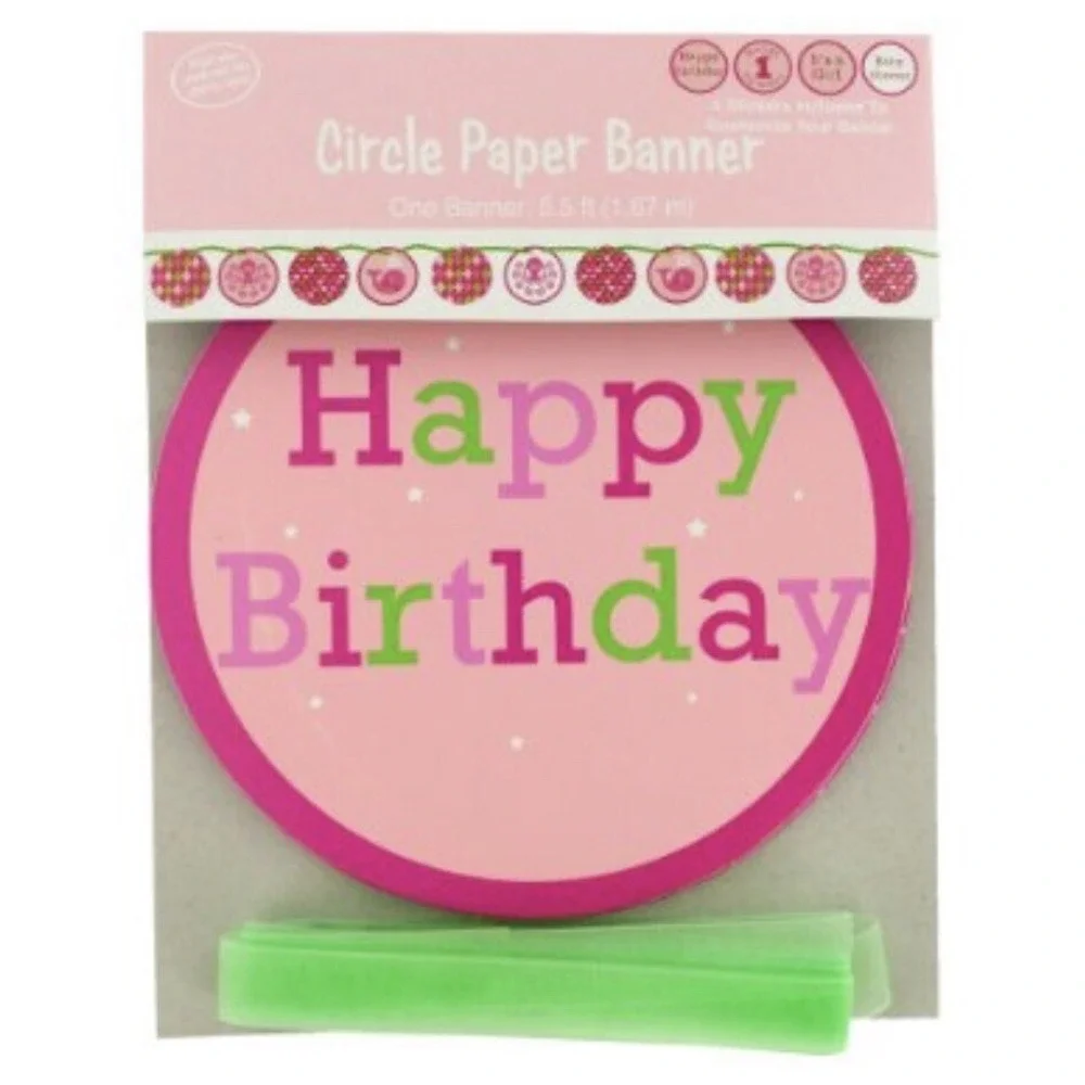 PINK WHALE ocean preppy girl circle paper banner 5.5 ft